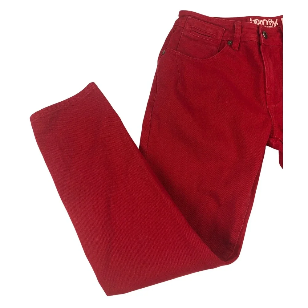 Born Fly Mens Red Denim Straight Leg Paneled Urban Streetwear Jeans Size 30x27